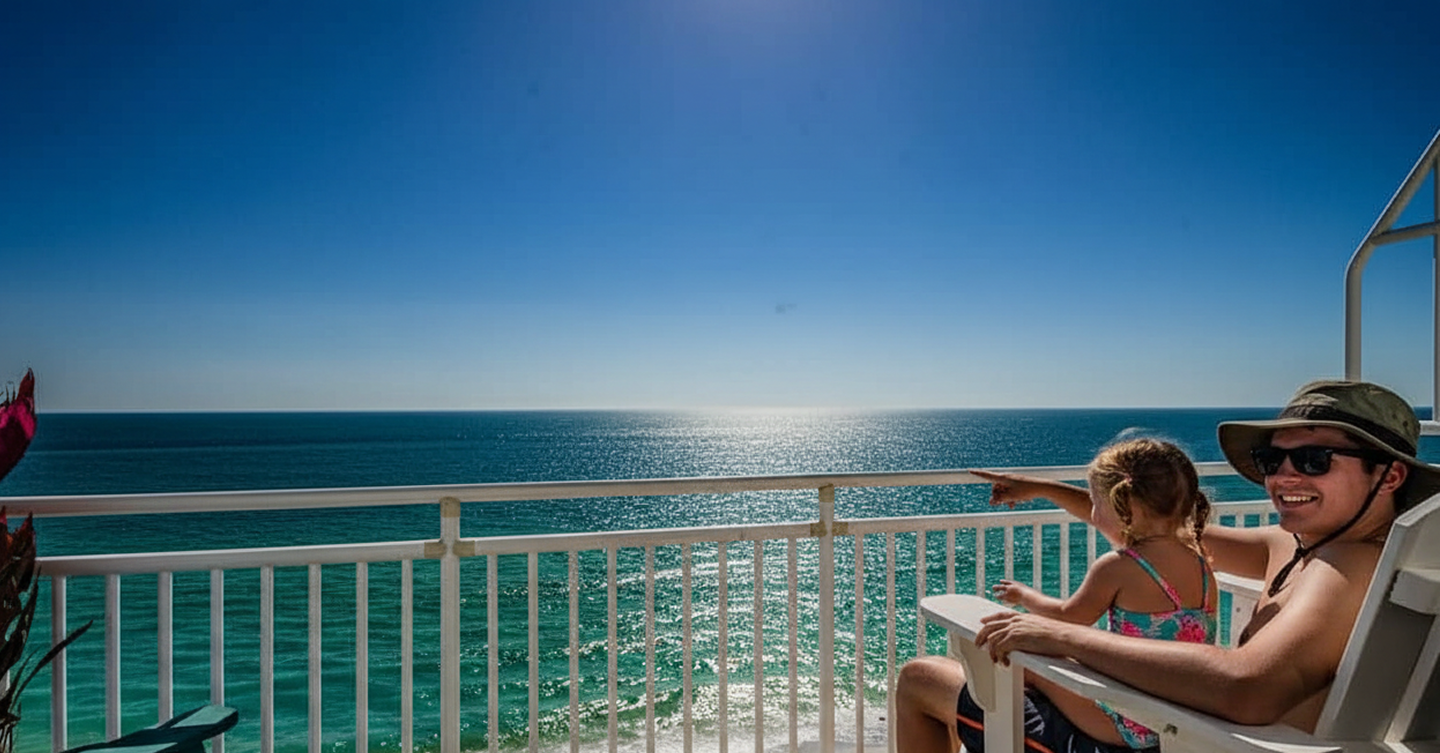 Beachfront vacation rental balcony view