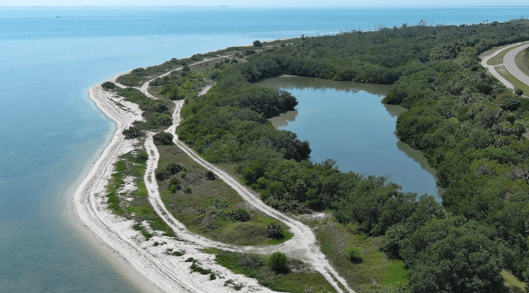 Aerial view of Fort De Soto Park on the Gulf Coast