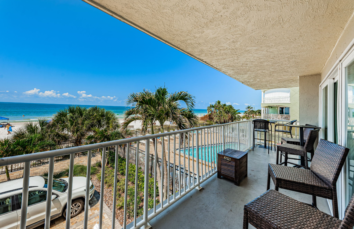 Balcony view from a beachfront condo in Indian Shores Florida