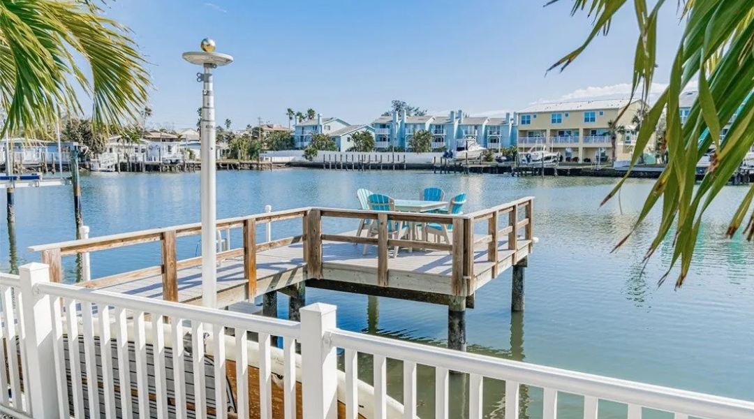 Intracoastal dock view from an Indian Shores rental