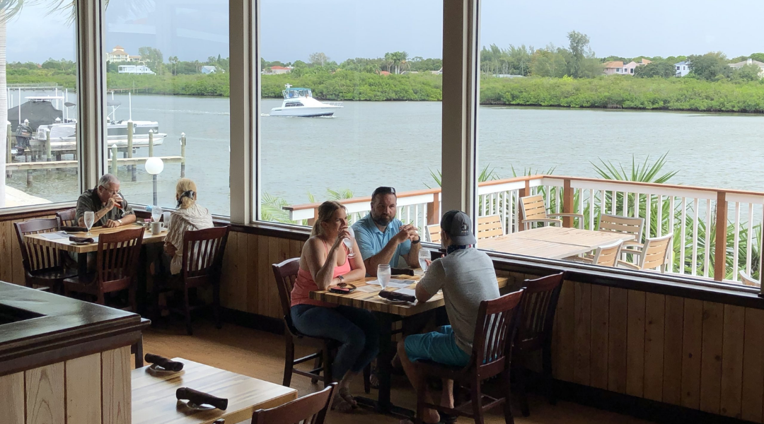 Waterfront dining room at Guppy's on the Beach near Indian Shores