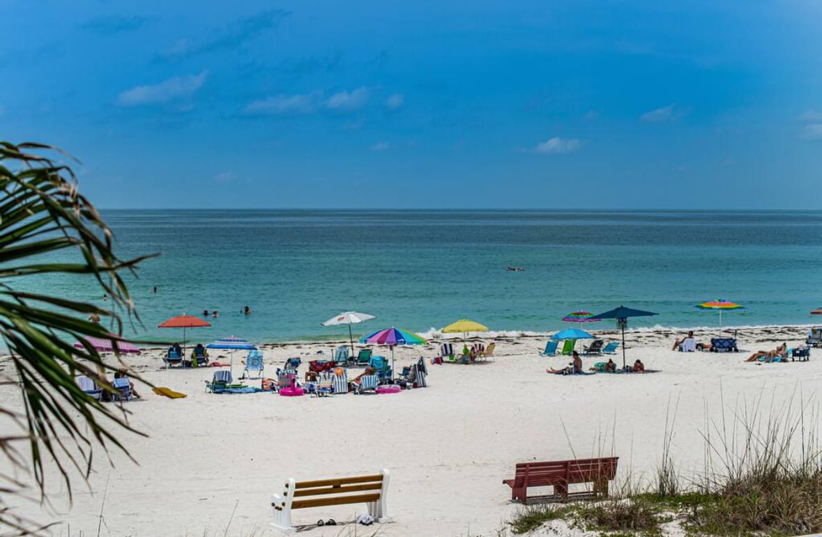 Wide beach view in Indian Shores Florida