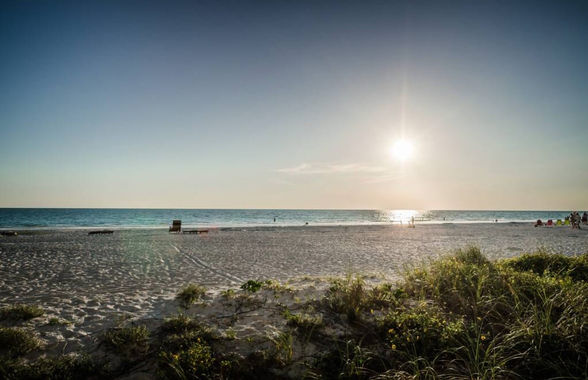 Quiet sunset beach view in Indian Shores Florida