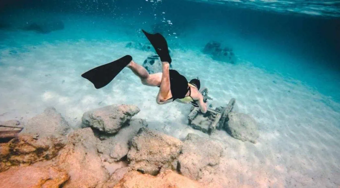 Snorkeler exploring underwater near the Gulf Coast
