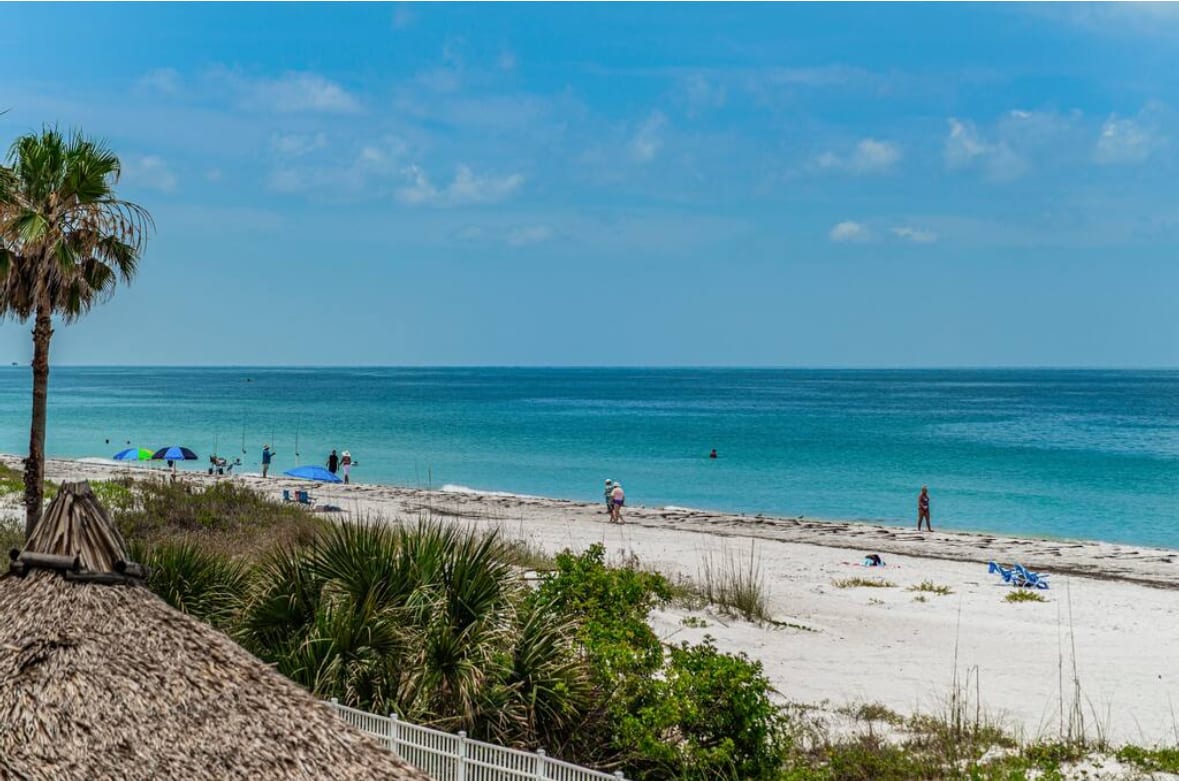 Florida Gulf Coast beachfront vacation rental view near Treasure Island and Indian Shores
